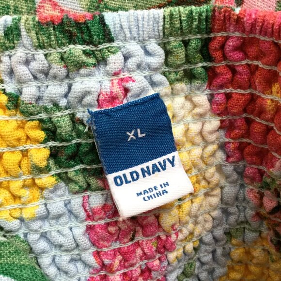 Old Navy Cropped Twist Front Smocked Floral Garden Wide Leg Jumpsuit xl - Picture 7 of 11